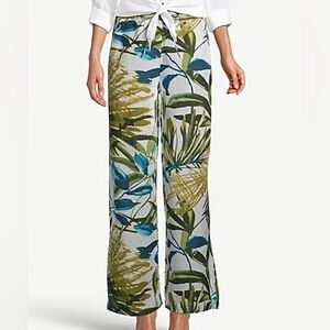 Chico’s 100% Linen Tropical Leaves Casual Drawstring Pants